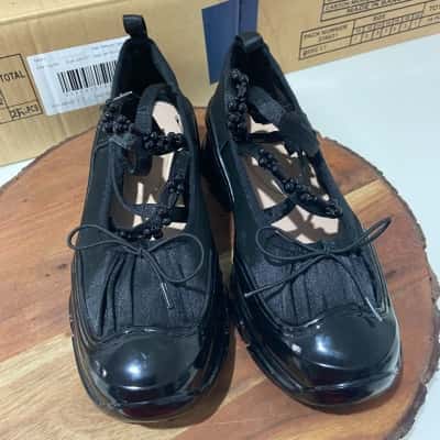  Double Standard Ballet Sneakers Womens - Size 5 - Black with Pearls