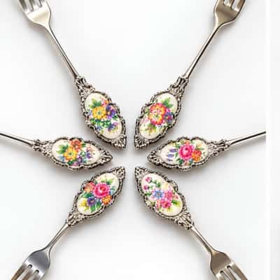 Floral Dessert Forks Set of Six Japan
