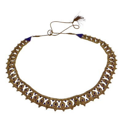 Stunning Sari Belt Heavy Gold Tone Faux Sapphires 80cm+         Top Draw