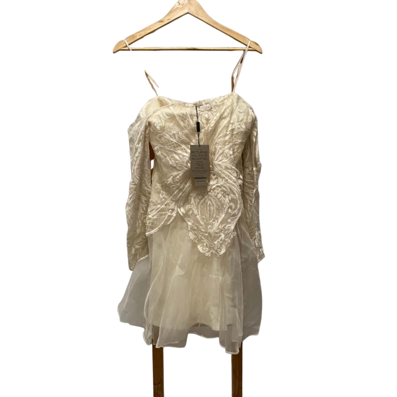 BNWT Thurley Womens Size 8 Formal Dress Long Sleeve Silk Cream Dress(s)