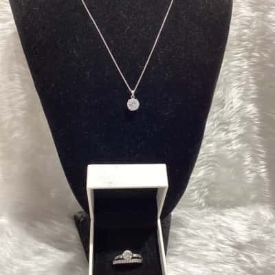  Womens Necklace Silver & ring 
