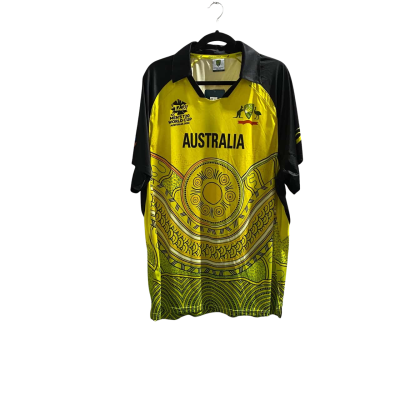 BNWT Asics T20 World Cup Australia 2022 Mens Size XXXL Black / Green / Yellow 
