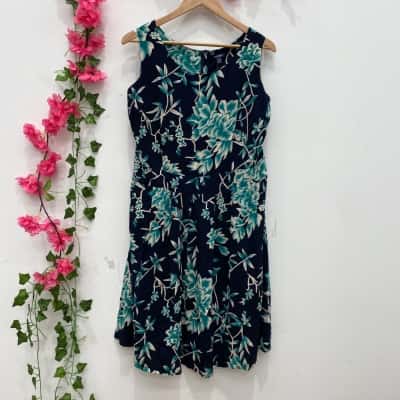 Samya Womens Sleeveless Midi Dress Size 18 Floral / Navy Blue 