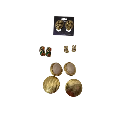 Various 5Pcs Clip On Earrings Gold 