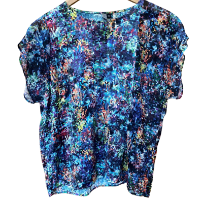 ELK Colourful Square Patterned Silk Top Size XS 