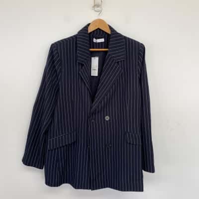 City Chic Navy Blue Karla Pinstripe Blazer Jacket Size 18