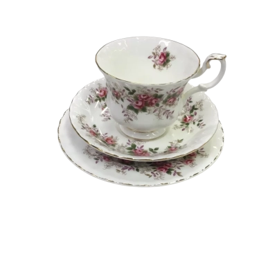 Vintage Royal Albert “Lavender Rose” Bone China Tea Trio With Gold Trim