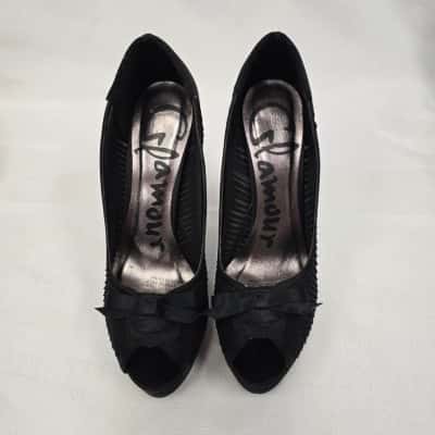  Womens  Size 7.5 Black  Glamour Evening Shoes