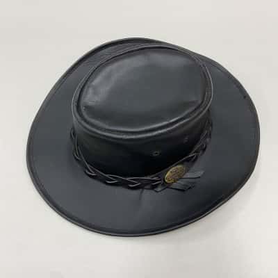 The Australian Bush Hat Co. - Mens Statesman Collection Genuine Leather Hat - Size: One Size Hat - Black  