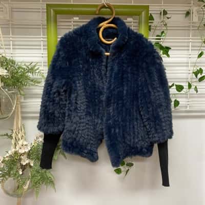 Alexandra Faux Fur Womens Winter Jacket Blue Size S