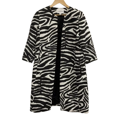 Perri Cutten Black and White Zebra Print Open Coat