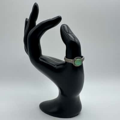 Ladies Stamped 925 Halo Ring W/Coloured Stones - SZ: Q