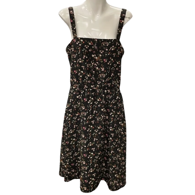 Hazel Womens  Size M Shoestring Strap Dress Black  / Floral 