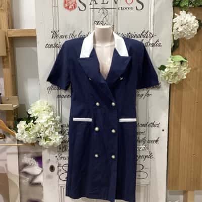 VINTAGE FIND! DiAvanti Brand! BNWT RRP $239.00! Womens  Size 14 Midi Dress / Shirt Dress / Short Sleeve Dress  Navy Blue 