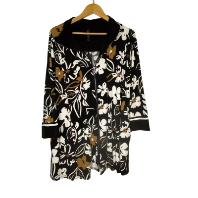 Taking Shape Womens  Size L Cardigan Black  / Brown / Pattern / White 