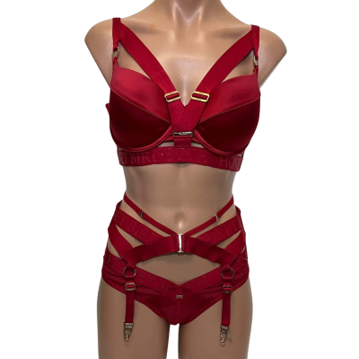 Honey Birdette Womens Lingerie set  Size 12E / S Red 