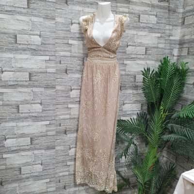 HELLO MOLLY Womens  Size M Maxi Dress Gold 