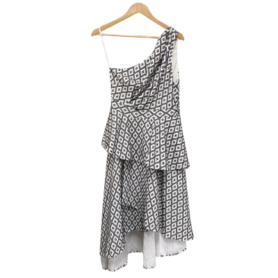 Sheike Womens  Size 12 One Shoulder Formal Dress Black  / White 
