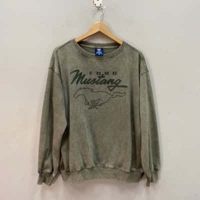 Ford Mustang Logo Mens  Size S Jumper Khaki 