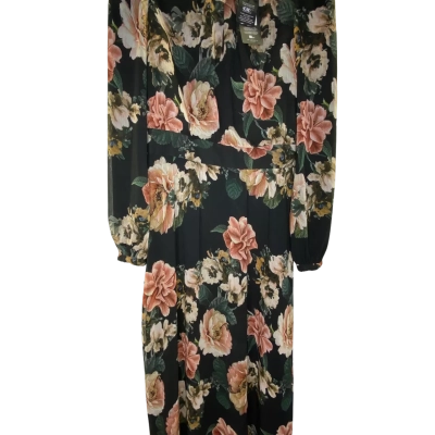 Cue Womens  Size 10 Black  / Floral / Pink  Dress