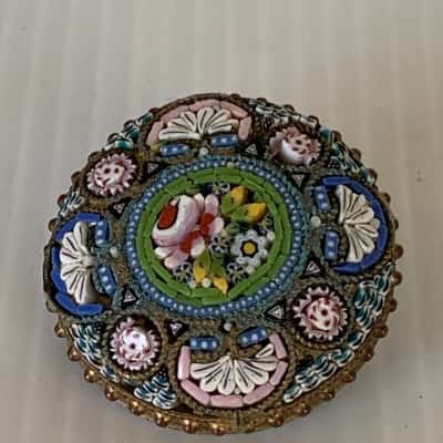  Antique Italian Micro-Mosaic Floral Brooch