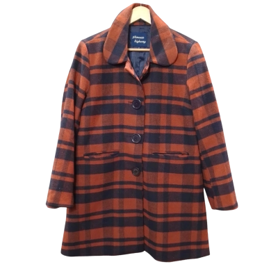 Princess Highway Women's Size 12 Navy & Orange Wool-blend Winter Coat