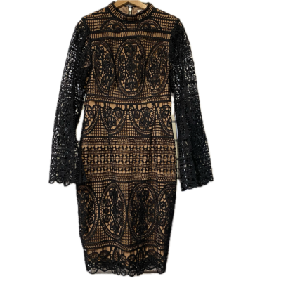 Ministry of Style Womens  Size 12 Long Sleeve Dress Beige / Black  