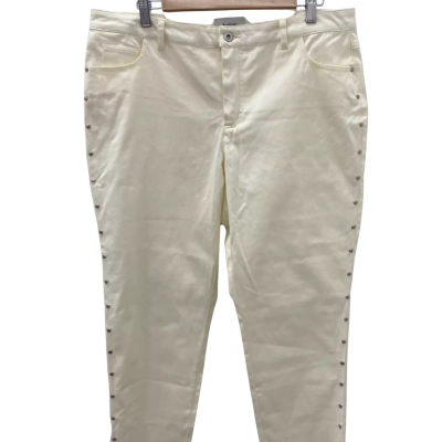 Heine Womens  Size 42 Cropped Pants Cream 