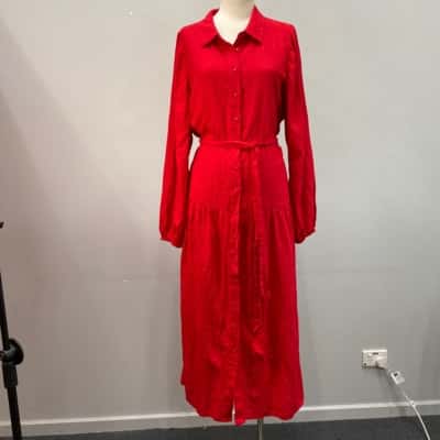 Sportsgirl Womens  Size 18 Linen blend Maxi Dress Red 