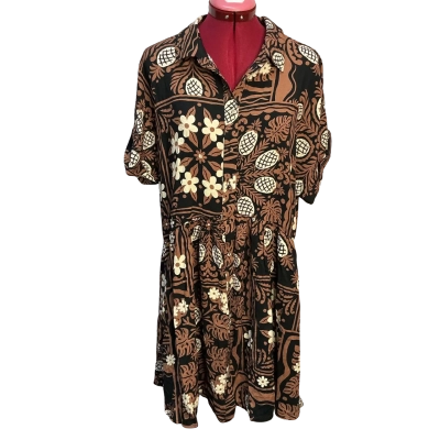 Sportsgirl Womens  Size 14 Casual Dress Black  / Brown / Cream 
