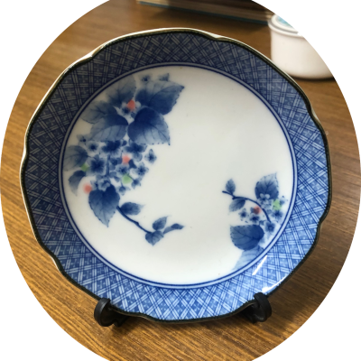 Small Blue Floral Design Plate with Stand