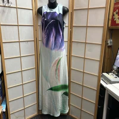 New With Tags WALNUT MELBOURNE Women’s  Size S/M Stockholm Dress / Bias Cut Slip Dress/  Floral Dress / Maxi Dress / Sleeveless Dress Floral / Purple / Teal /La Fleur RRP: $189.95 W/S $86.34