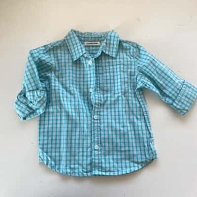Country Road Kids Blue Checked Long Sleeve Shirt Size 12-18m