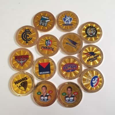 2007 Official AFL Topps Chipz Gold Team Logos , Brownlow Medal & Rising Star Medal