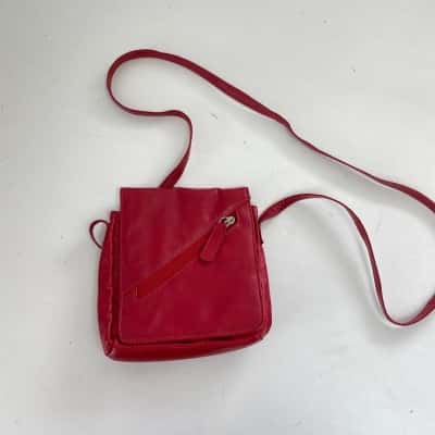 Manzoni Red Leather Cross Body Bag 
