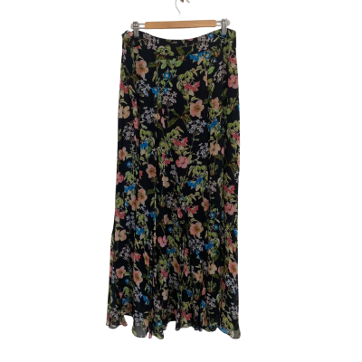 Witchery Womens  Size 12 Maxi Skirt Black  / Floral / Multicoloured 