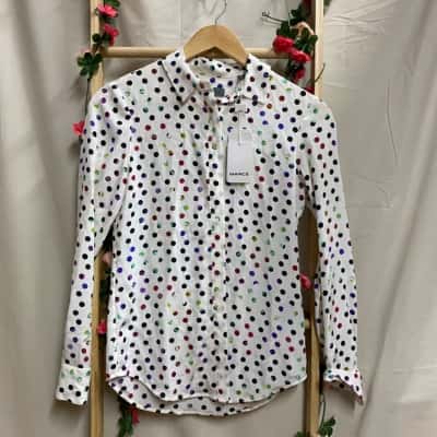 Womens Marcs Silk Polka-Dot Button Up Size 4 RRP $179