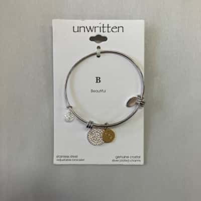 Macy’s/Unwritten Women’s ‘B’ Beautiful Stainless Steel Bracelet 