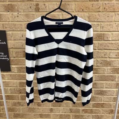 Tommy Hilfiger Womens striped navy sweater Size M 