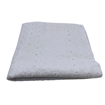 White cotton lacey/border anglais fabric.  88 x 96 cm approx.  