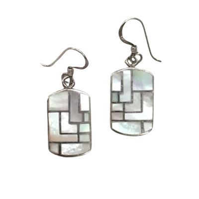  Women's Silver & Mother of Pearl Earrings 