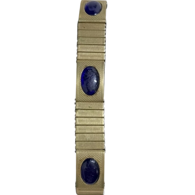 Magor Vintage Stainless Steel Magnetic Gold Blue Stones Bracelet