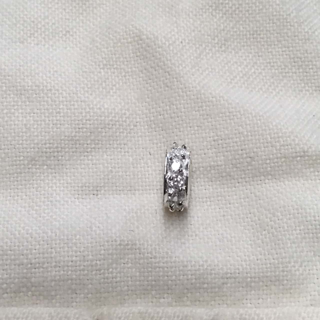 Inspired Silver Circle Charm For Bracelets – Sterling Silver Plated With Cubic Zirconia Stones