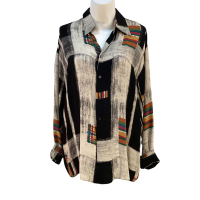 Vintage Bellows Brut Le Garage Unisex Size M Long Sleeve Shirt Black  / White 