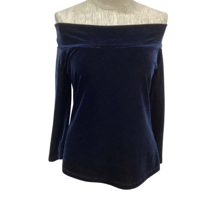 Carla Zampatti Velvet  Size M Off-the-shoulder Top Midnight Blue 