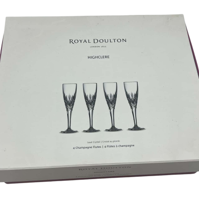 Royal Doulton 4x Lead Crystal Champagne Flutes
