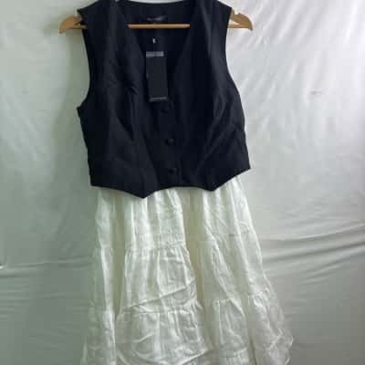 Portmans Womens  Size 10 Midi Dress Black  / White 