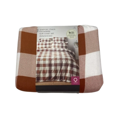 Spencer Check Flannelette Quilt Cover Set-Queen!