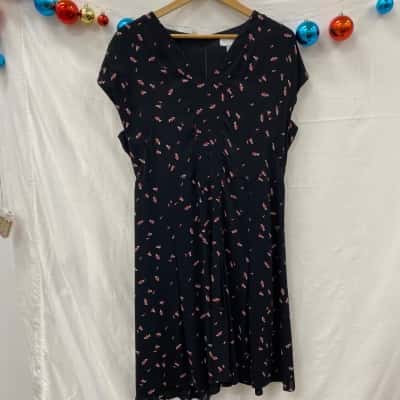 Jigsaw Womens  Size 40 Midi Dress Black  / Burnt Orange / Pink  