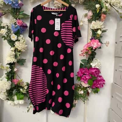 Taking Shape Womens  Size 14 Midi Dress Black  / Pink  